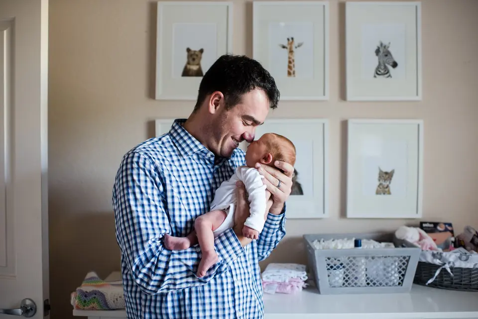 newborn girl and dad