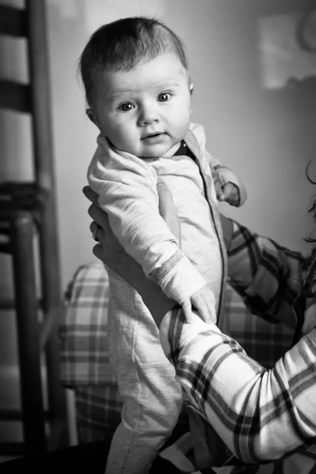 black and white baby photo