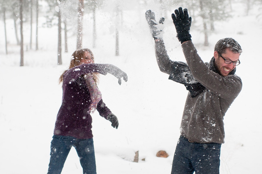 throwing snow at each other in the Dener mountains
