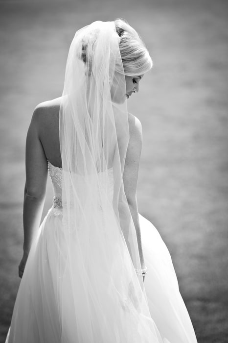 bridal portrait with long veil
