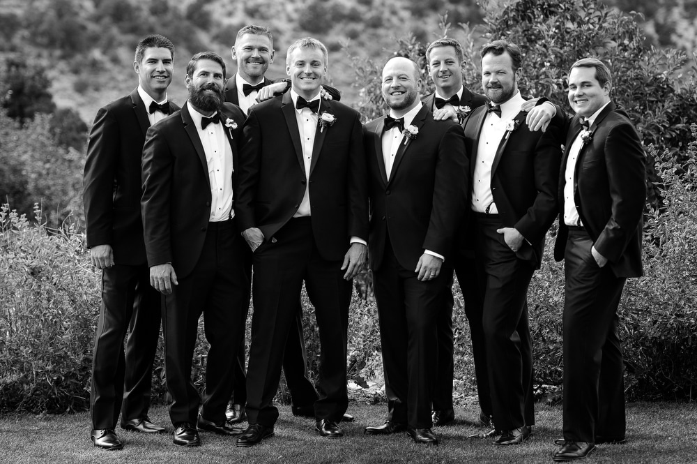 groomsmen in black and white