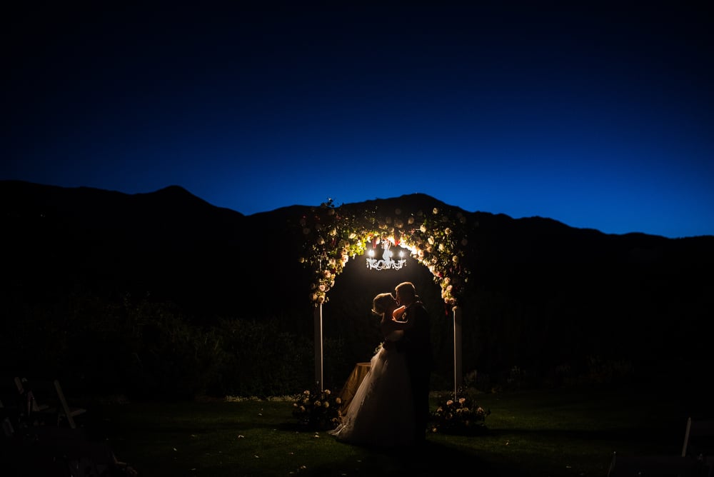 nighttime wedding portraits