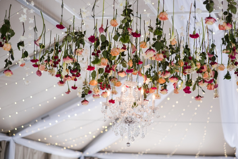 tent ceiling with flowers