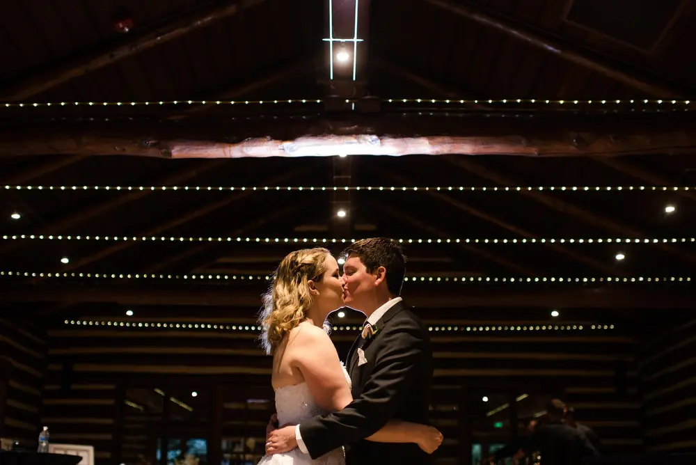bride and groom nighttime shot
