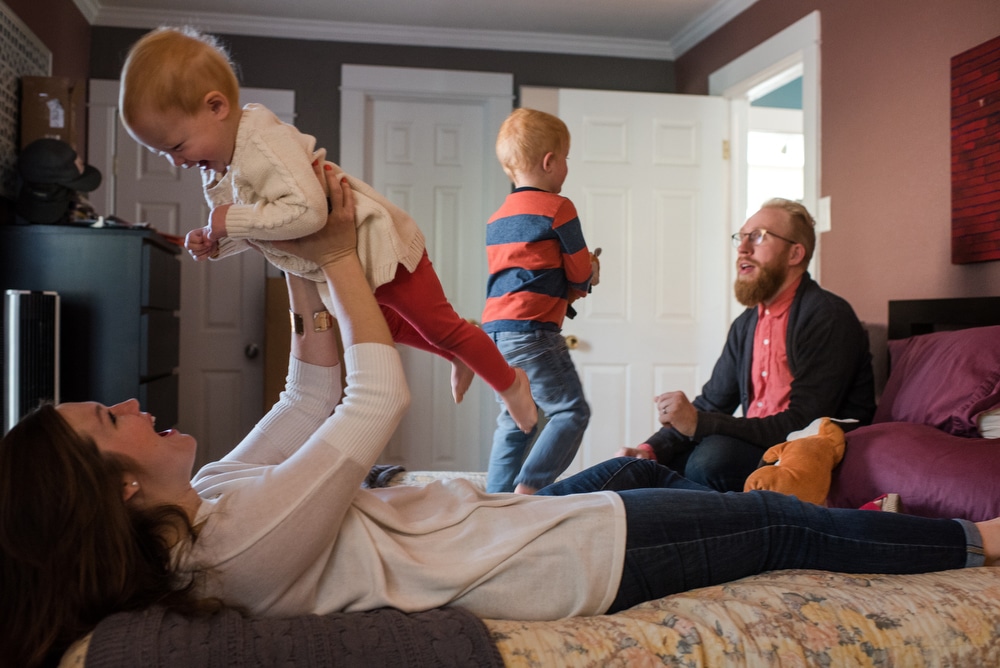 family hanging out at home