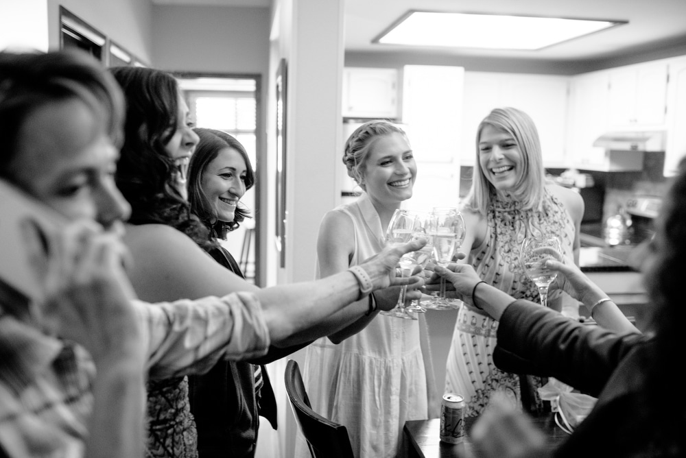 bride with bridesmaids in breck