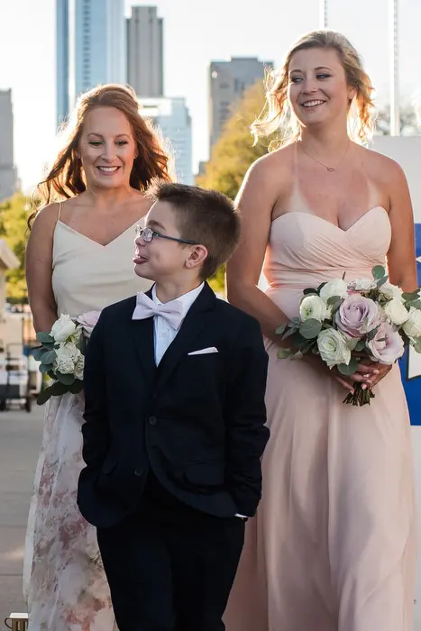 ring bearer sticks out tongue