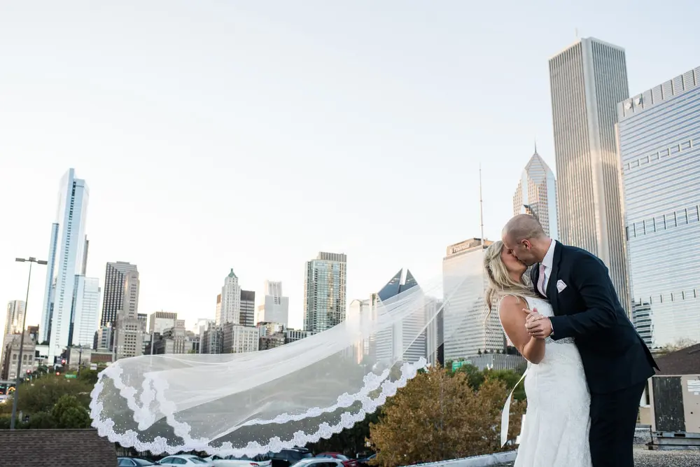 wedding portraits on Chicago Yacht Club roof
