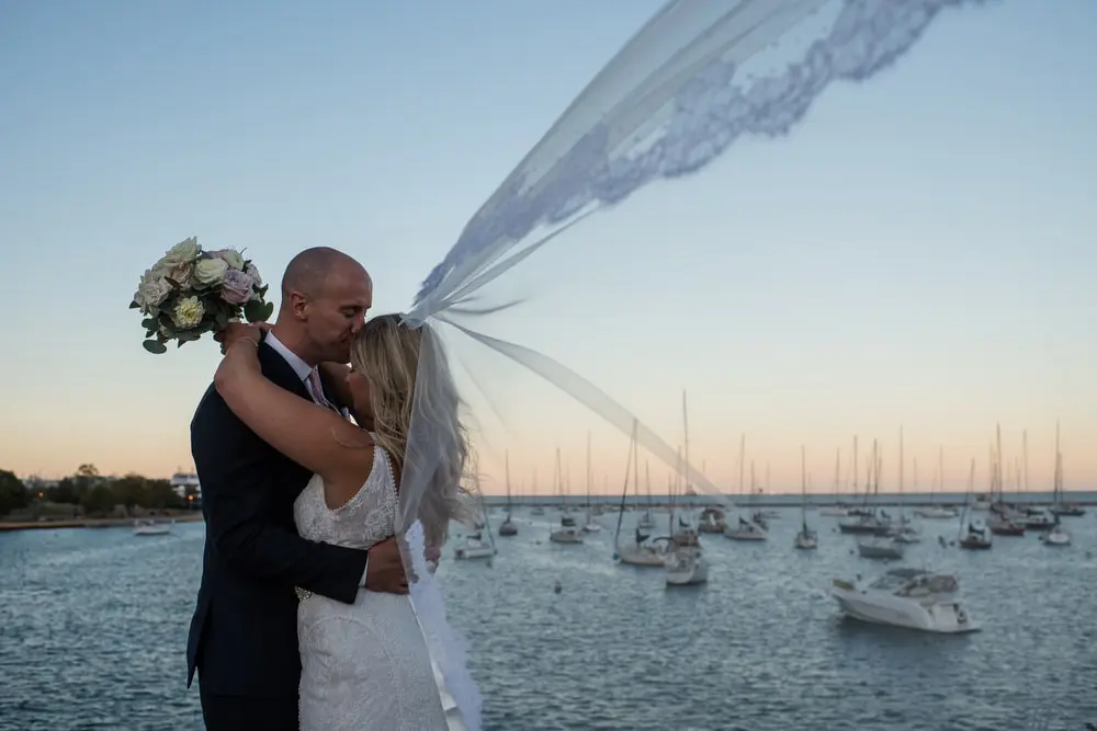 wedding veil blowing 