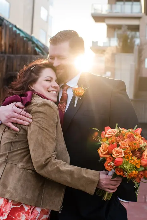 sunset wedding portrait denver