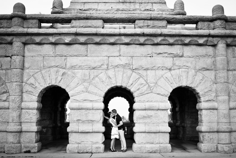 fun engagement portraits using architecture in Chicago