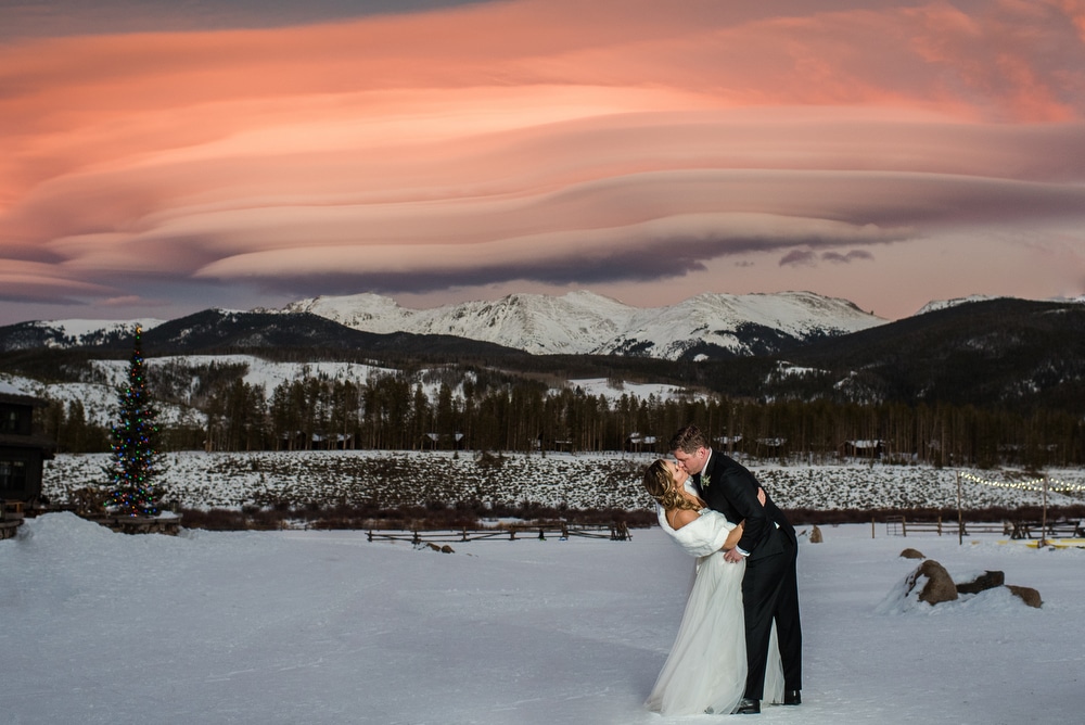 wedding portrait at sunset in colorado