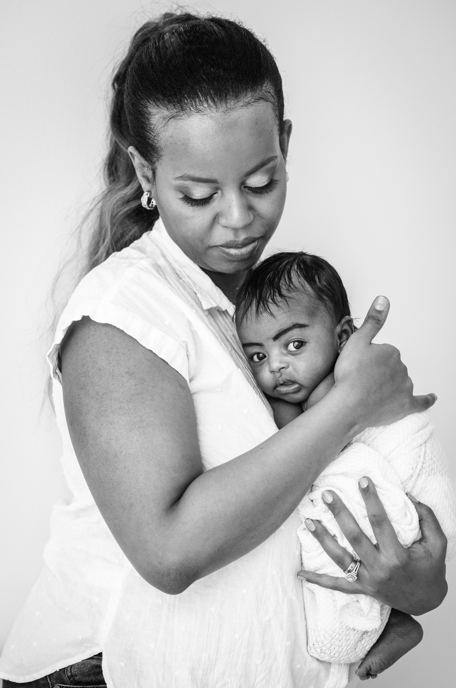 classic portrait of mom and baby