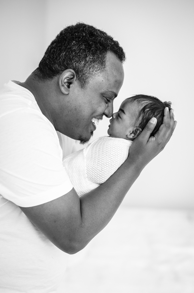 dad goes nose to nose with baby girl