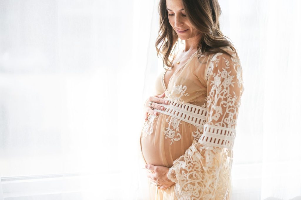 maternity portraits in studio in Denver