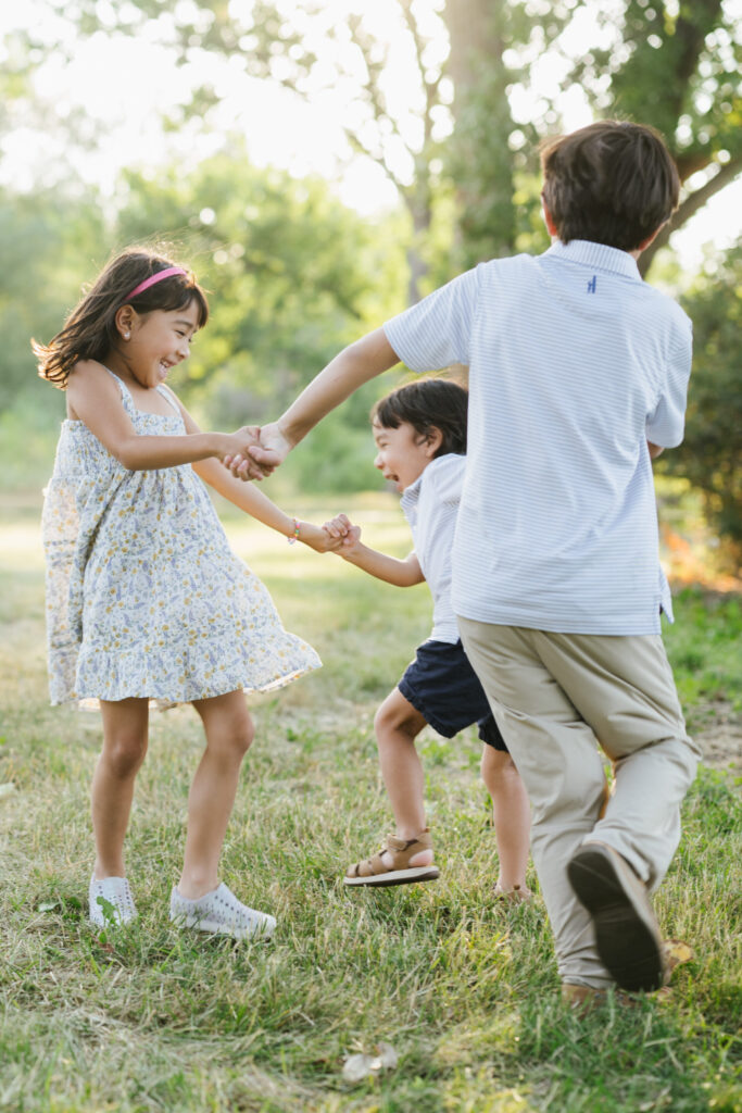 Kid dance around during portaits.